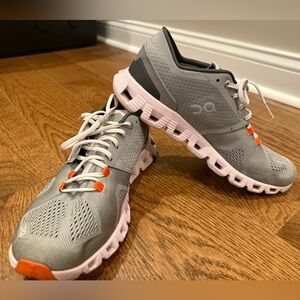 On Running Women's Gray and Orange Athletic Shoes